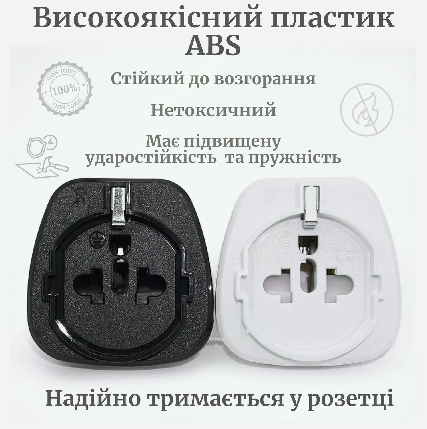 Комплект 2 шт. перехідників адаптерів із китайської розетки CH на євророзетку EU для Ecoflow, Чорний &ndash; Tags UA